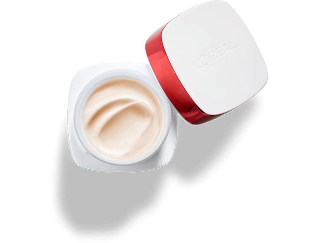 Cuidado facial Foto del envase abierto de la crema diurna con FPS 30 Revitalift